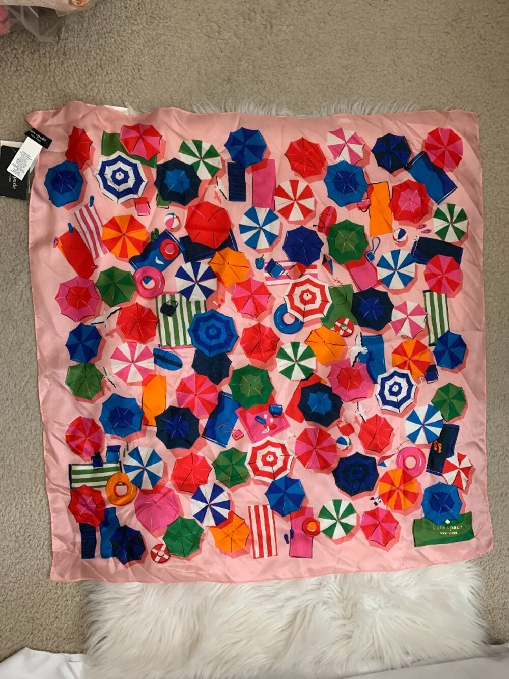 KATE SPADE Beach Day Silk Scarf in Pink Multi